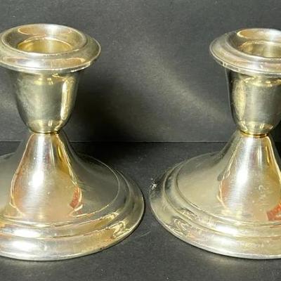Sterling Silver Weighted Gorham Candleholders 3.5” High