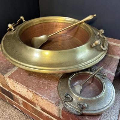 Antique Copper & Brass Braziers – Diameters 18” & 7”