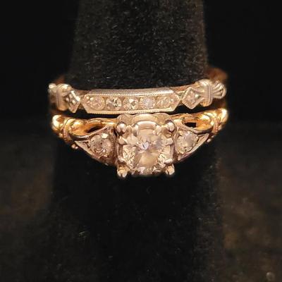 Vintage 14k Gold Diamond Engagement Ring And Band