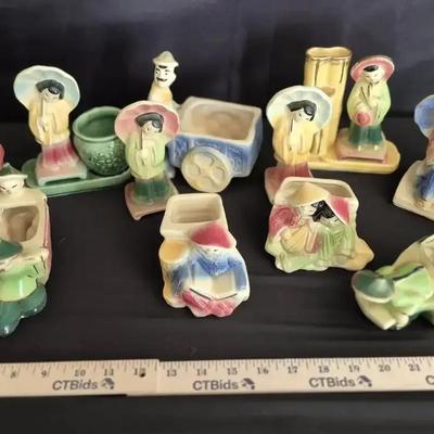 Asian Themed Shawnee Pottery Planters
