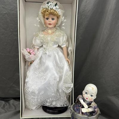 Dolls Lot - Butterfly Kisses Bride Doll & Musical Clown in Drum