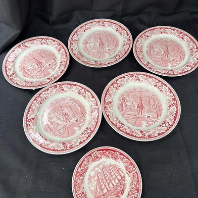 Vintage Currier & Ives "Home Sweet Home" Plates - Homer Laughlin - Lot of 6