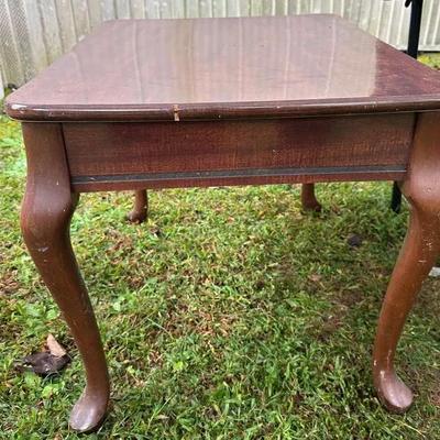 Vintage Wood End Table - Queen Anne Style Legs - Side Table
