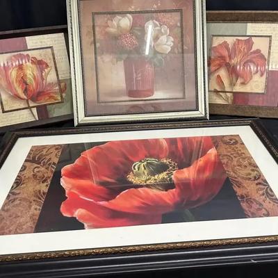 4 Framed Floral Prints