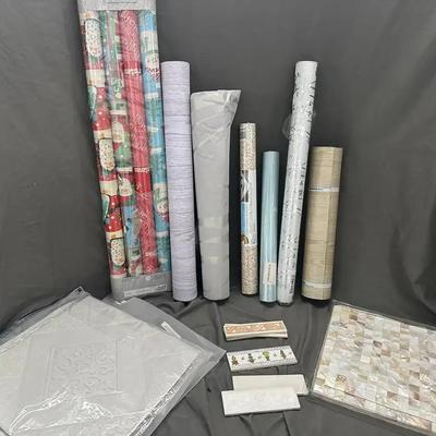 DIY & Home Decor Lot: Wallpaper, Wrapping Paper, & Tile