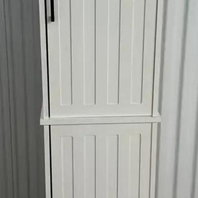 Tall White Storage Cabinet with Shelves