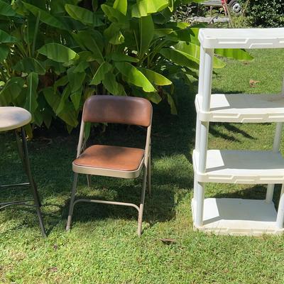 Folding Chair And Stool With Shevles