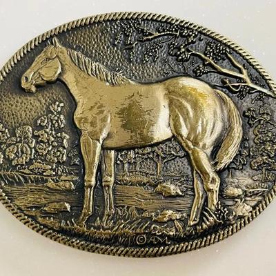 Vintage “Award Design Medals” Brass Horse Buckle 