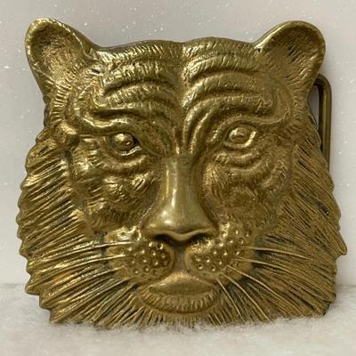 Vintage Tigers Head Brass Buckle