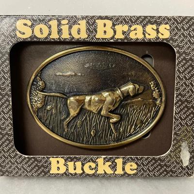 “BTS” Solid Brass Hunting Dog Buckle 