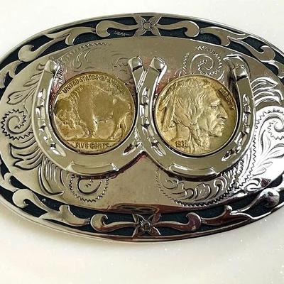 Buffalo Nickel Horseshoe Buckle