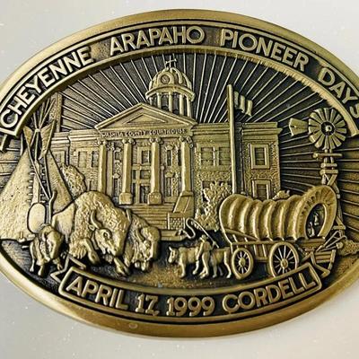 1999 Cheyenne- Arapaho Pioneer Days Brass Buckle