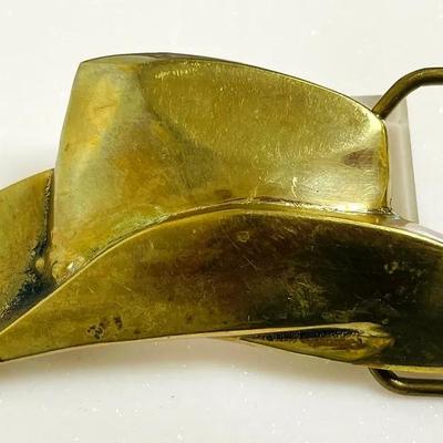 Vintage Brass Cowboy Hat Buckle
