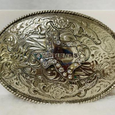 Large Rhinestone “State of Texas” Buckle