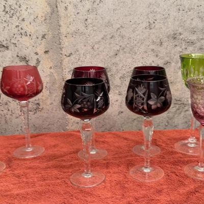 Vintage Midcentury Cut to Clear Crystal Wine Glasses