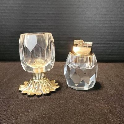 Royal Kendal Vintage Crystal Lighter And Holder Set, Torch