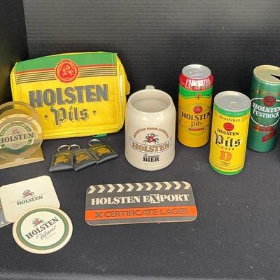 Holsten Beer Collectible Cans, Coasters, Small Cooler and More