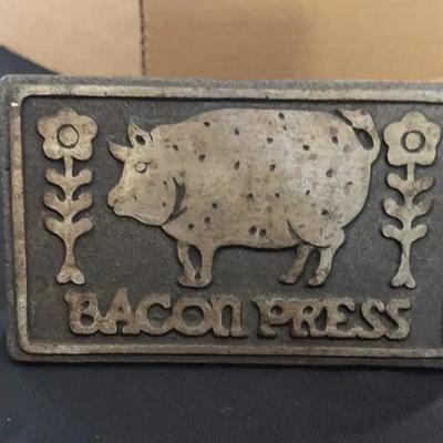 Vintage Metal Bacon Press - Pig On Front