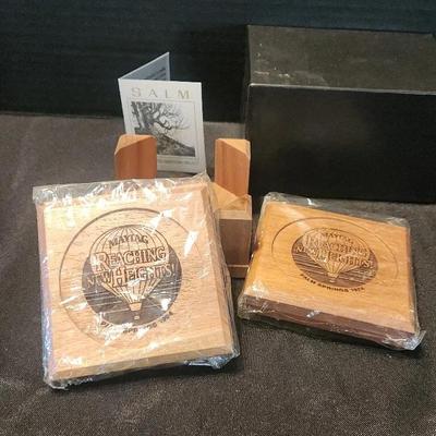 Maytag Walnut Wooden Coasters, 1994, Palm Springs, New