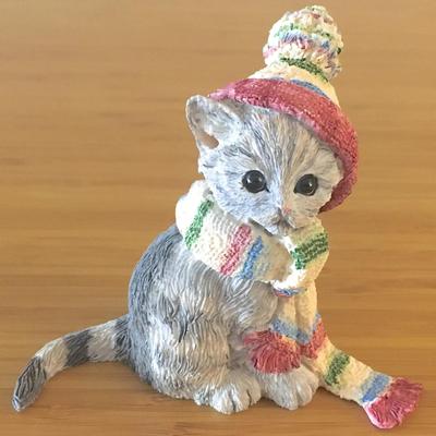 Lenox Winter Kitten Cat Figurine "All Bundled Up" Porcelain NIB with COA