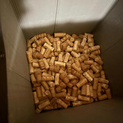 Large Lidded Bin of Over 300 Wine Corks - Craft Ready! 