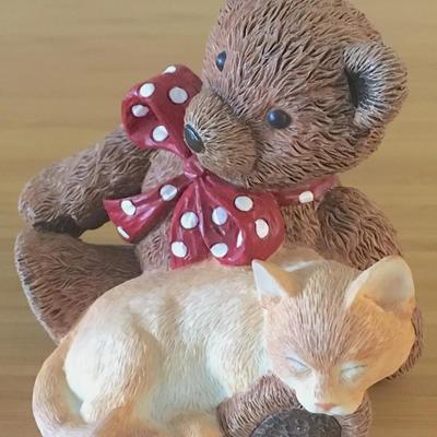 Lenox Teddy Bear and Cat Figurine "Kitty's Teddy" - Part of Sweet Kitties Collection - NIB with COA