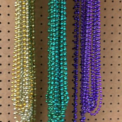 Mardi Gras Ready!  52 Beaded Necklaces - 2 Lengths, 3 colors -  Gold, Green and Purple