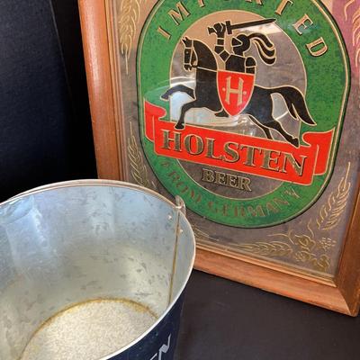 Holsten Beer Mirrored Sign And Beer Bucket