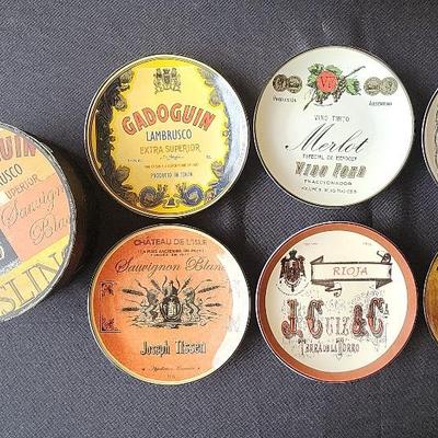 Wine Advertising Plates, 7" Dia, World Market, Set Of 6