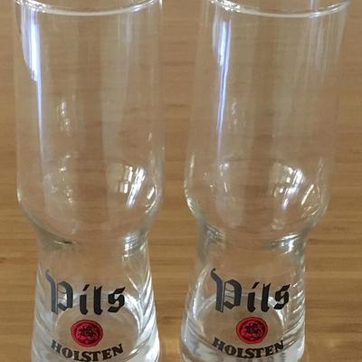 Holsten Pils Pilsner Beer Glasses - Set of 2 with Coat of Arms
