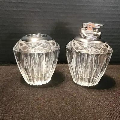 Vintage Crystal Cigar Lighter And Holder Set, Torch - 2nd Set in this auction