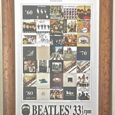 Beatles 33 1/2 RPM Music Original Italian Edition - Framed Poster - Dated 1993