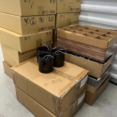 16 Boxes Of 16 Ounce jars With 2 Wicks& & 21 Green Jars