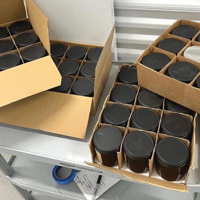 16 Ounce  Amber Jars With Candles- Mostly Holiday Scented