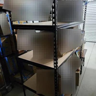 Black, Metal Adjustable Storage Shelving Unit W/ Partical Board *MUST PICK UP LAST TIME SLOT!!