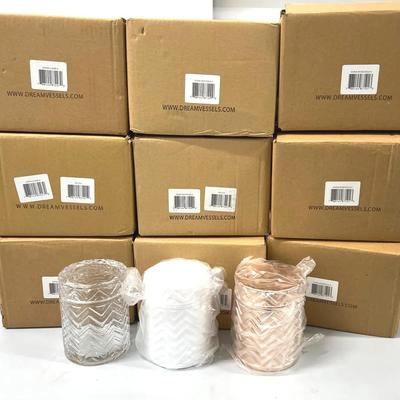 Fancy Jars- Clear, White & Copper -12 Each