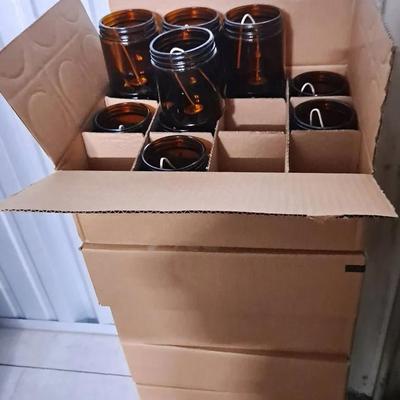 Candle Making 9 Oz. Jars:  Amber Glass With Wicks