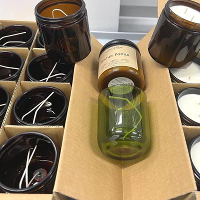 Amber Jars, Green Jars, With Candles, Without Candles, Double Wick