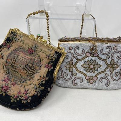 Antique Petit Point Tapestry & Jorelle Beaded Evening Handbags