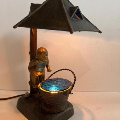 Austrian Cast Metal Figural Table Lamp - Child at Well $1500