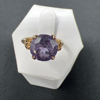 10 K Gold with Sapphire Ring = Size 6