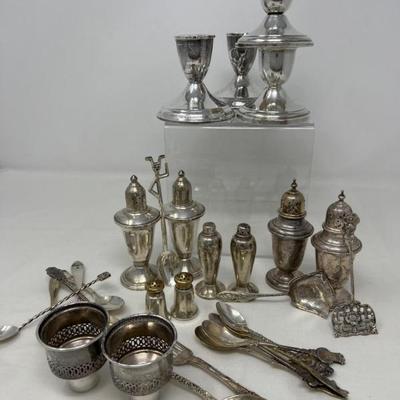 Sterling Silver Candlesticks, Salt/Pepper Sets & Vintage Spoon Variety