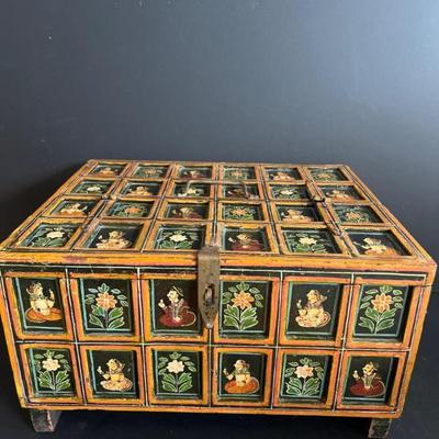 Indian Mughal Polychrome Wedding Dowry Box	