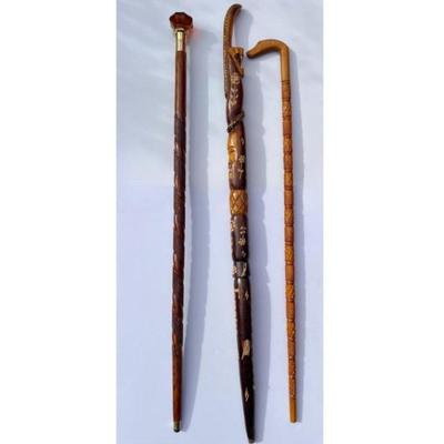 Trio of Hand-Carved Walking Sticks – Folk Art from Jamaica & Beyond