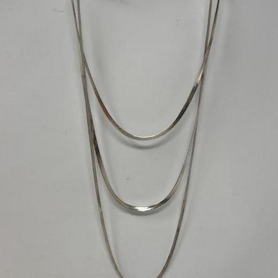 Trio Herringbone Silver (925) Chain Necklaces - 9g