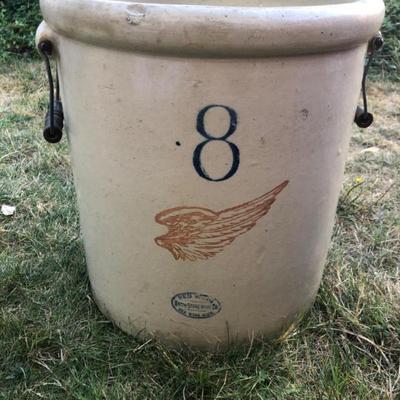 Red Wing 8-Gallon Stoneware Crock – Handled Vintage Utility