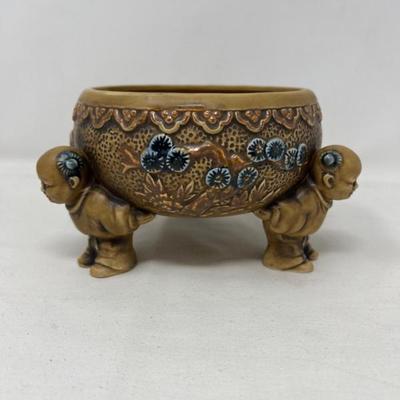 Supreme Imports Japan Ceramic Planter with Trio of Baby Buddhas