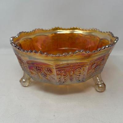 Marigold Butterflies and Berries Footed Bowl