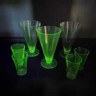 Radiant Relics -1930's Era Green Uranium Glassware Collection