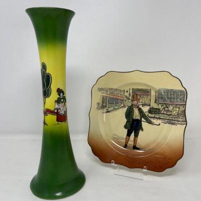 Haynes Ceramic Vase & Royal Doulton Dickens Ware Plate